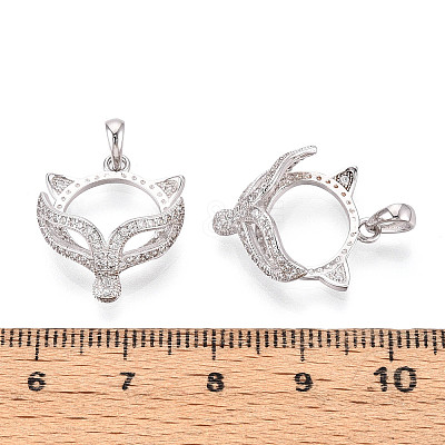925 Sterling Silver Micro Pave Clear Cubic Zirconia Pendant Cabochon Settings STER-N016-45P-1