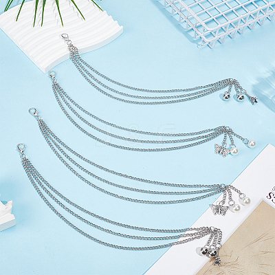 4Pcs 2 Styles Alloy Three-layer Boot Strap Chains AJEW-ME0003-12-1