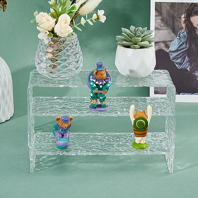 3Pcs 3 Sizes Marble Textured Acrylic Action Figure Display Risers ODIS-WH0030-52-1