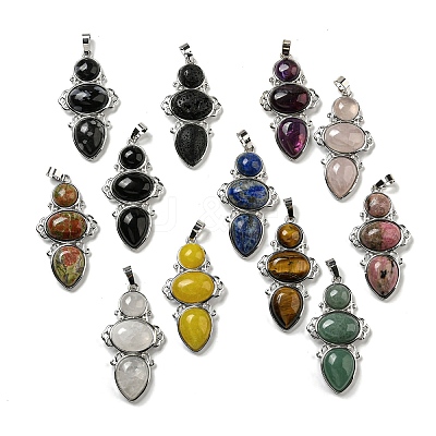 Natural & Synthetic Mixed Gemstone Pendants G-Q158-04-1