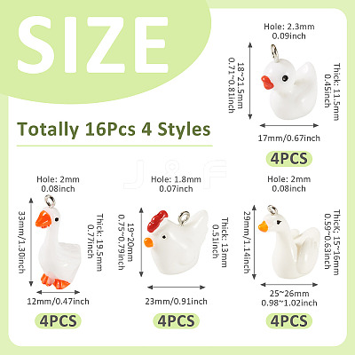 16Pcs 4 Styles Opaque Resin Pendants RESI-TADJ0001-25-1