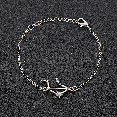 12 Constellations Alloy Rhinestone Link Bracelets WG43B2B-15-1