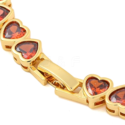 Rack Plating Brass Pave Cubic Zirconia Heart Link Bracelets BJEW-Q347-05G-04-1