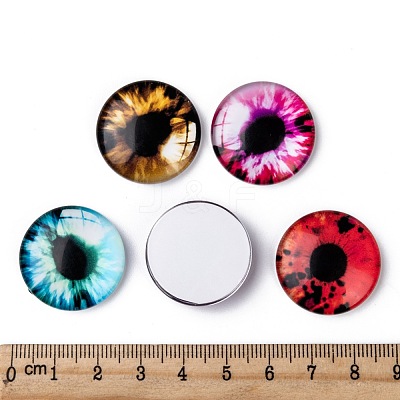 Dragon Eye Half Round/Dome Printed Glass Cabochons GGLA-A002-25mm-AB-1