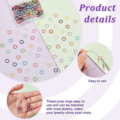 225Pcs 15 Colors SPray Painted Zinc Alloy Open Jump Rings FIND-H0010-91A-1