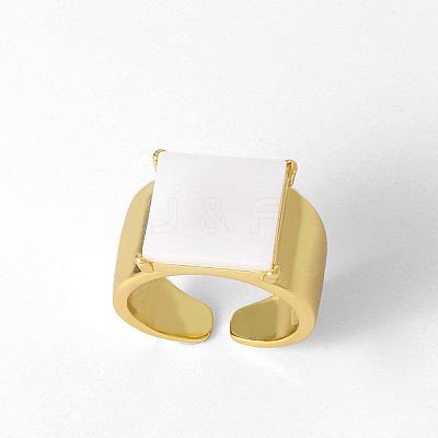 Adjustable Brass with Shell Open Cuff Rings for Women TK1188-2-1