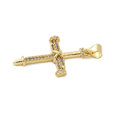 Brass Micro Pave Cubic Zirconia Pendants KK-P293-21B-G-1