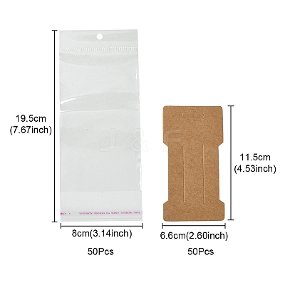 50Pcs Kraft Paper Hair Clip Display Cards CDIS-YW0001-07-1