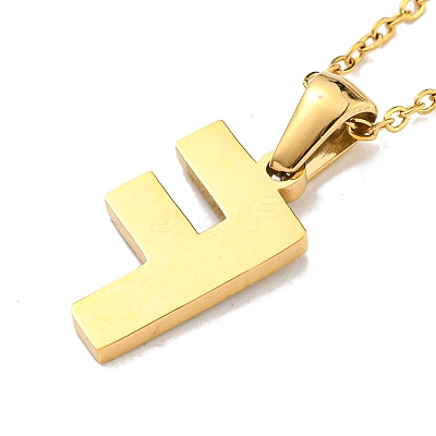 Ion Plating(IP) Initial Letter 304 Stainless Steel Pendant Necklaces NJEW-M199-01G-F-1