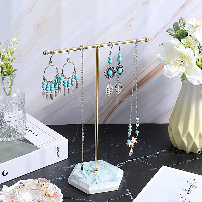 1 Set Golden Plated T Bar Iron Key Storage Jewelry Rack ODIS-SC0001-03B-1