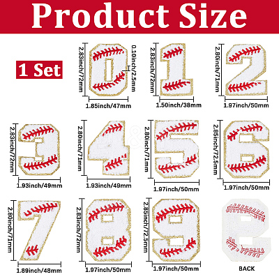 1Bag Sport Theme Number 0~9 Embroidery Cloth Iron on/Sew on Patches PATC-CY0001-65C-1