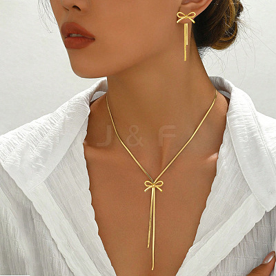 304 Stainless Steel Pendant Necklaces & Stud Earrings Sets for Women FS-WG7ECA2-01-1