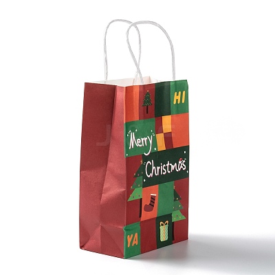 Christmas Theme Kraft Paper Gift Bags CARB-L009-AM-1