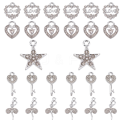40Pcs 5 Style Alloy Pendants ALRI-SC0001-20-1