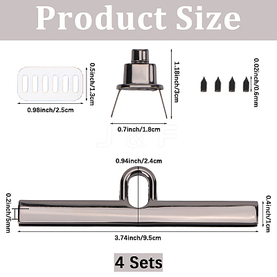 4Pcs Zinc Alloy Twist Bag Lock Purse Catch Clasps PURS-CP0001-03B-1