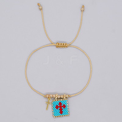 Bohemian Style Glass Seed Bead & 304 Stainless Steel Charm Bracelets BY1855-6-1