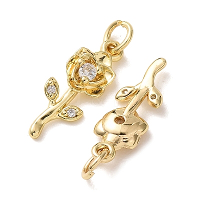 Brass Micro Pave Clear Cubic Zirconia Pendants CU-E003-10G-B-1