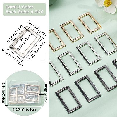 15Pcs 3 Colors Alloy Buckles DIY-GF0006-13B-1