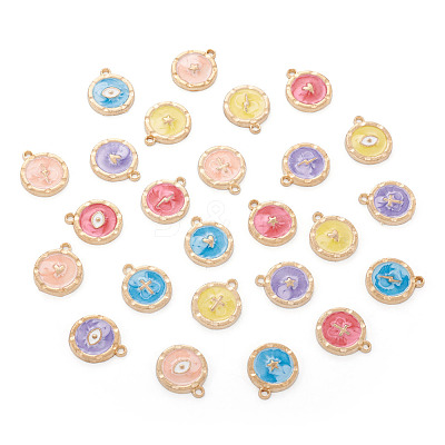 50Pcs 25 Style Zinc Alloy Enamel Pendants ENAM-BT0001-18-1