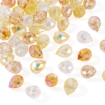 50Pcs 5 Colors Electroplate Transparent Glass Beads GLAA-TA0003-47A-1