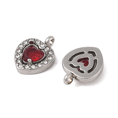 304 Stainless Steel Cubic Zirconia Pendants STAS-A076-02P-03-1