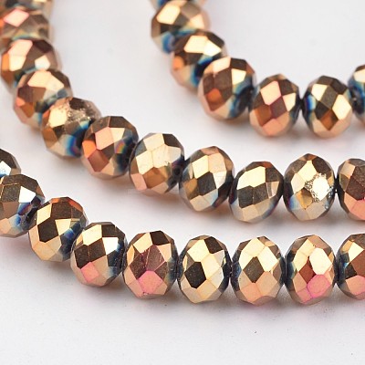 Electroplate Glass Bead Strands EGLA-G014-6mm-FP01-1