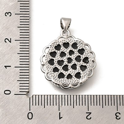 Brass with Natural Shell Carved Pendants KK-Z091-06P-01-1