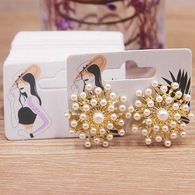 Rectangle Paper One Pair Earring Display Cards with Hanging Hole CDIS-C004-04E-1