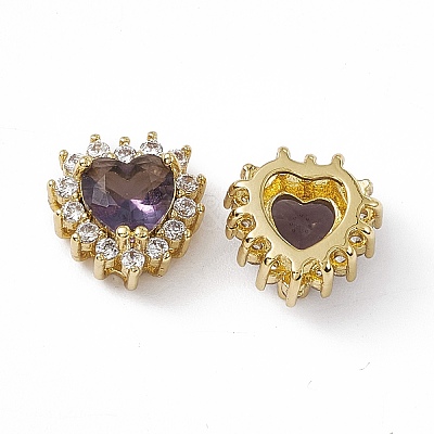 Rack Plating Brass Micro Pave Cubic Zirconia Beads KK-C007-12G-06-1