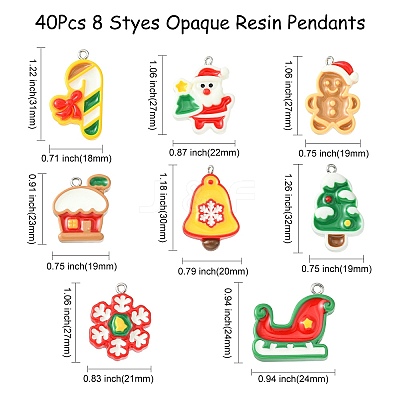 40Pcs 8 Styles Opaque Resin Pendants RESI-CJ0003-44-1