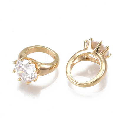 Brass Cubic Zirconia Charms X-KK-T038-389G-1