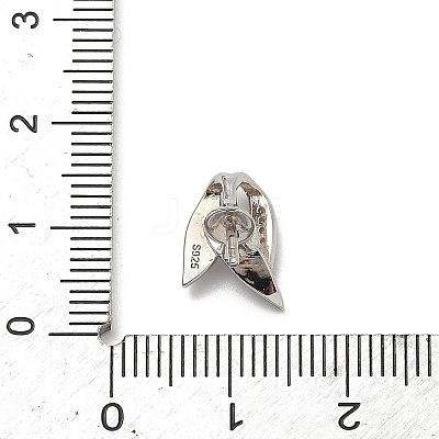 925 Sterling Silver Pave Clear Cubic Zirconia Leaf Pendant Bails STER-P068-07P-1