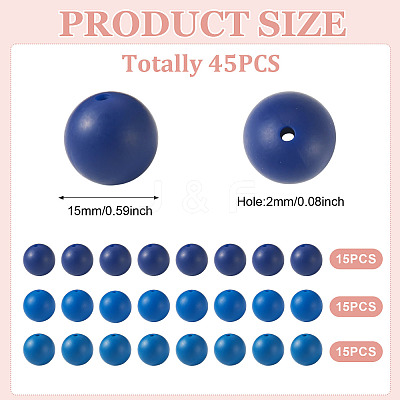 45Pcs 3 Colors Round Silicone Focal Beads SIL-TAD0001-01B-1