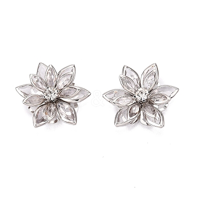 Acrylic Rhinestone Flower Flat Back Cabochons X-RSB027-06-1