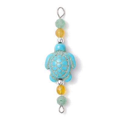 4Pcs 4 Colors Summer Beach Dyed Synthetic Turquoise Connector Charms PALLOY-JF03747-01-1