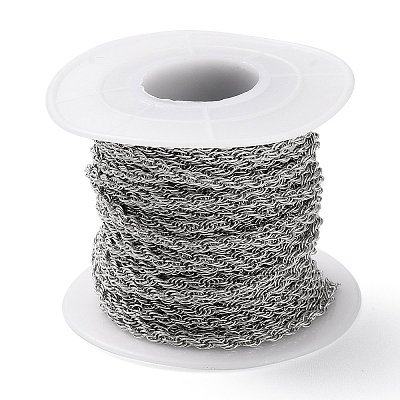 Tarnish Resistant 304 Stainless Steel Rope Chains CHS-G027-08B-P-1
