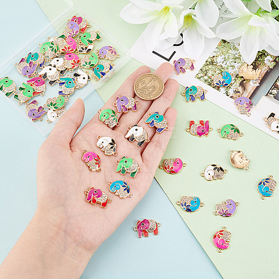50Pcs 10 Colors Alloy Crystal Rhinestone Connector Charms PALLOY-PH00022-25-1