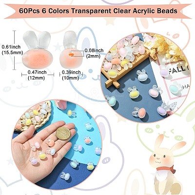 60Pcs 6 Colors Transparent Clear Acrylic Beads FACR-CJ0001-10-1