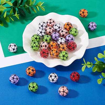 30Pcs Sport Theme Resin Rhinestone Beads RESI-TA0003-96B-1