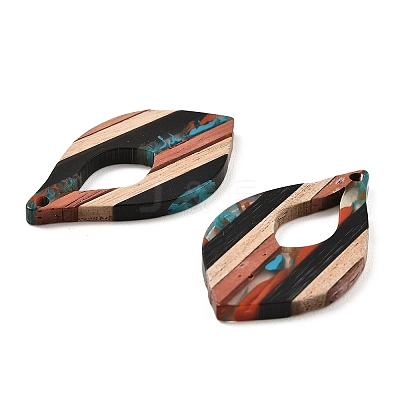 Transparent Resin & Walnut Wood Pendants RESI-E050-12-1