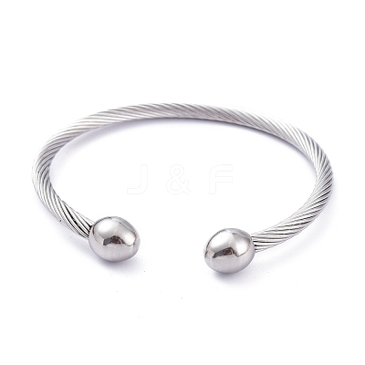304 Stainless Steel Cuff Bangles BJEW-M284-12-1