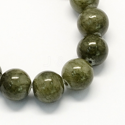 Natural Dyed Yellow Jade Gemstone Bead Strands G-R271-6mm-YXS26-1