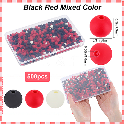 500Pcs Rubberized Style Imitated Silicone Acrylic Beads MACR-SP0001-07B-1