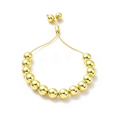 Rack Plating Brass Round Bead Slider Bracelets for Women BJEW-M232-01G-D-1