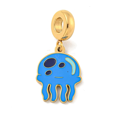 Ion Plating(IP) 304 Stainless Steel Enamel European Dangle Charms STAS-U005-33G-01-1