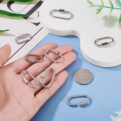 8Pcs 4 Styles 304 Stainless Steel Screw Carabiner Lock Charms STAS-TA0005-54-1