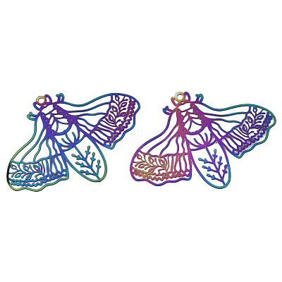 Ion Plating(IP) 201 Stainless Steel Filigree Pendants STAS-S118-024-1