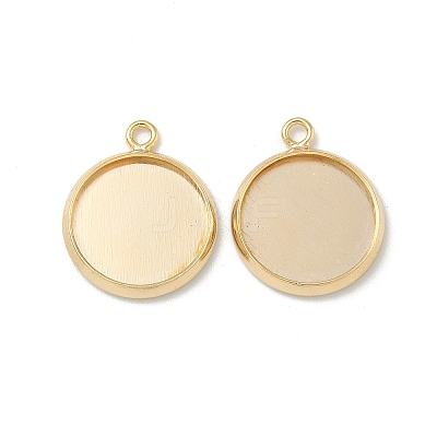 Flat Round Brass Pendant Cabochon Settings KK-K414-14E-G-1