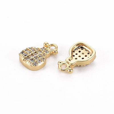 Brass Micro Pave Clear Cubic Zirconia Charms KK-S356-465-NF-1