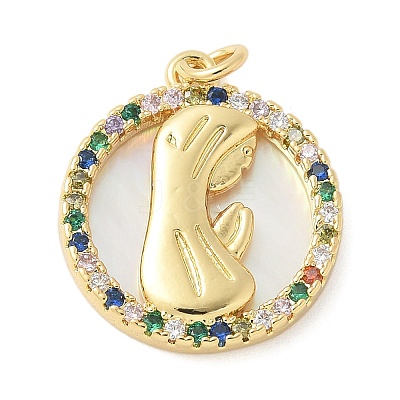 Brass Micro Pave Cubic Zirconia Pendants KK-K298-16G-01-1